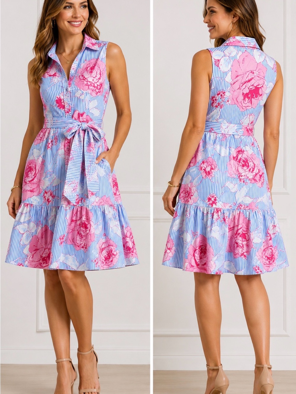 NWT Vineyard Vines Kentucky Derby Poplin Tiered Dress 8